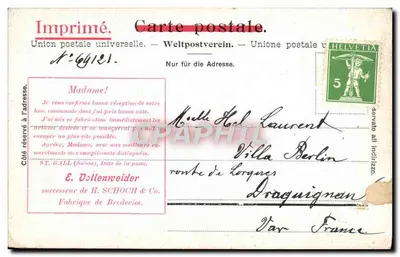 St. Gallen - Eintritt — entrée de la gare, Rosenbergsstrasse — éditeur E. Vollenweider, Broderles, n° 2428 — Verso