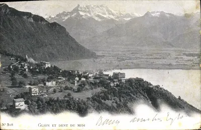 Bilhete postal antigo Glion E Dent Du Midi