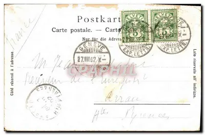 Bilhete postal antigo Glion E Dent Du Midi — Verso