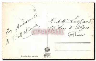 Genève — Place Longemalle et l'Hôtel Touring-Balance — Éditions Jaeger — Verso