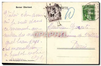 Visão das Alpes suíças — Grindelwald e arredores — Fotografia R. Gabler, Interlaken — Verso