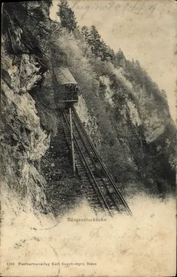 Bürgenstockbahn — montanha e funicular — Postkartenverlag Karl Engelberger, Stans n°1103