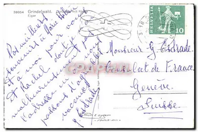 Grindelwald — widok na górę Eiger — wydawca Thör & Gyder, n° 38054 — Rewers