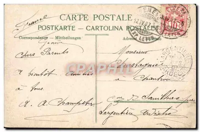 Tarjeta postal antigua Recuerdo Del Lago Leman — Reverso