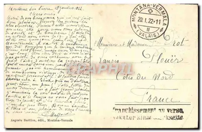Montana. Stacja — widok panoramiczny — Auguste Barillon, wydawca, Montana-Vermala — Rewers