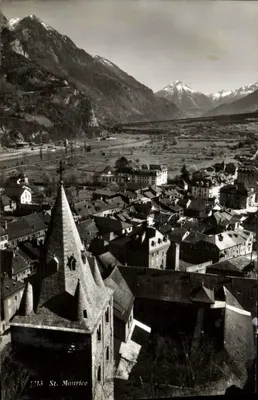 St. Maurice — vista aérea desde a igreja — Foto Edith Serrot, Lausanne