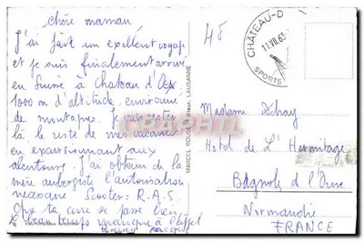 Château d'Oex — vue panoramique du village encaissé entre montagnes — éditeur Marcel Rouge-L'Ataur, n° 57 — Verso