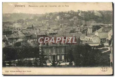 Bilhete postal antigo Verviers Panorama Próximo da Escada da Paz