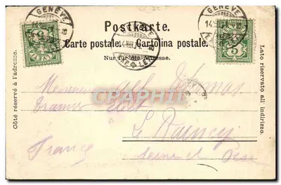 Stara pocztówka Genewa Rue De La Corraterie — Rewers
