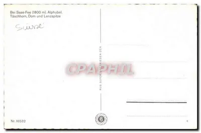 Vila nevada — chalés e montanhas — Rud. Suter, Suterenrieden-ZCH, n°16532 — Verso