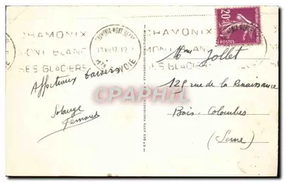 Chamonix-Mont-Blanc — Estação do Montenvers, Mar de Gelo e Grandes Jorasses — CAP, n° 89 — Verso