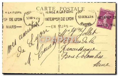 Lyon — Pałac Sprawiedliwości i wzgórze Fourvière — Wydawnictwo J. Célier, nr 209 — Rewers
