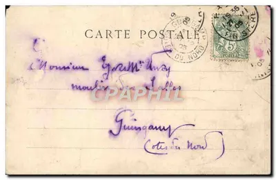 Père Noël — moine en robe et capuchon tenant un panneau — éditeur : Éditeur Paris — Rewers