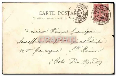 Stara pocztówka Guingamp Zamek Francoise d'Amboise — Rewers