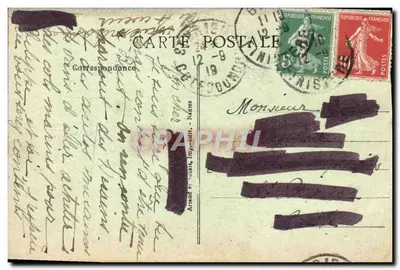 BREST - Cours Dajot — widok z parku z drzewami i spacerującymi osobami — wydawca druk. Nantes, nr 211 — Rewers