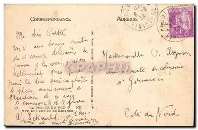 La Pointe du Raz — Widok z Szlaku Brestrièr — Wydawca: N° 22 — Rewers