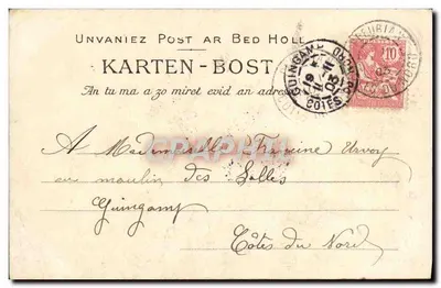 Stara pocztówka Brest — Zamek widziany z mostu łodziowego — Rewers
