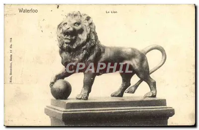 Bilhete postal antigo Waterloo Le Lion