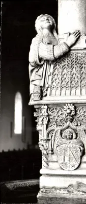 Igreja de São Nicolau — Bénitier, detalhe: Maria Madalena aos pés da cruz (fim do século XV) — Cluses (Alta Saboia)