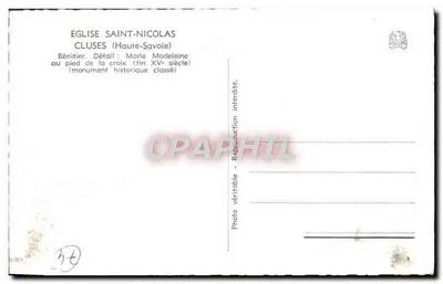 Igreja de São Nicolau — Bénitier, detalhe: Maria Madalena aos pés da cruz (fim do século XV) — Cluses (Alta Saboia) — Verso