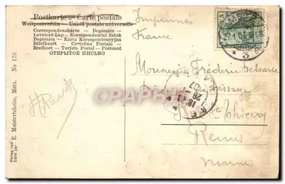 Metz — Nieuw wijk gezien vanaf het terminus — Verlag von E. Meistertzheim, Metz, No 175 — Achterkant
