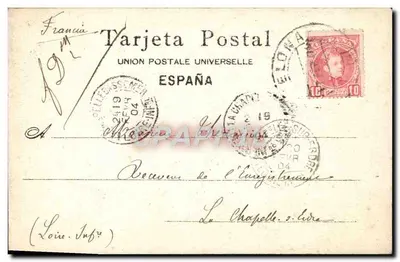 Mulher com lenço — Barcelona — Tarjeta Postal Union Postale Universelle — Verso