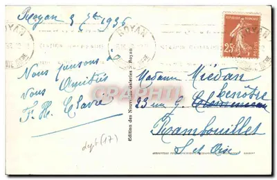 Royan - Le Family Hôtel vu de la conche — Édition des Nouvelles Galeries, n°55 — Verso
