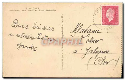Caen — Pomnik Pamięci i Hotel Malherbe — Wydawnictwo M. Leem — Rewers