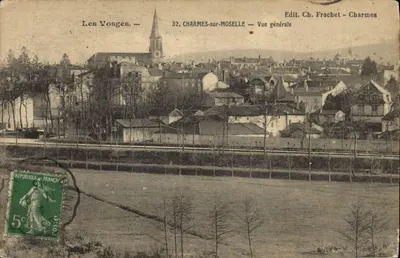 Bilhete Postal Antigo Les Vosges Charmes Sur Moselle Vista Geral