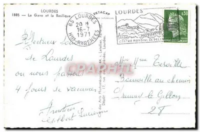Lourdes — A Basílica e o Gave — Editor: Arts Photomécaniques, Lourdes — Verso