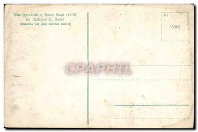 Susana diante do juiz Daniel — pintura de Hans Bock (1608) — impressa pelo Rathaus de Basileia — Verso