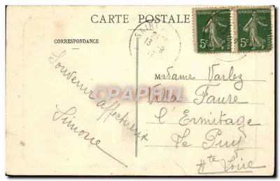 A Cascata do Castelo de Rochebonne perto de St-Martin-de-Valamas (Ardèche) — As Cévennas ilustradas — Coleção J. Malat, Tournon, n°322 — Verso