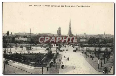 Rouen — Plac Carnot widziany z Przystani i Mostu Boieldieu