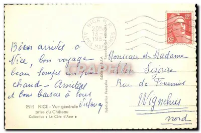 Ogólny widok Nicei — zdjęcie z zamku — Wydawnictwo Rella, n°2515 — Rewers