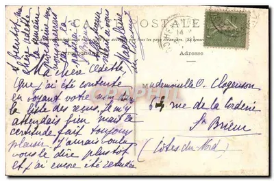 Belle-Île-en-Mer (Morbihan) — Rocas de la Costa Salvaje — Fototipo Vassellier, N°1396 — Reverso