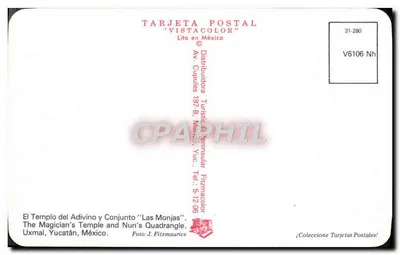 Uxmal — Katedra Magika i Kwadrat Siostry — Distribuidora Turística Fitzmaurice — Rewers