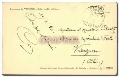 Kobieta w kapeluszu sablais — Vendée — Wydawnictwo Artystyczne Raymond Bergevin — Rewers