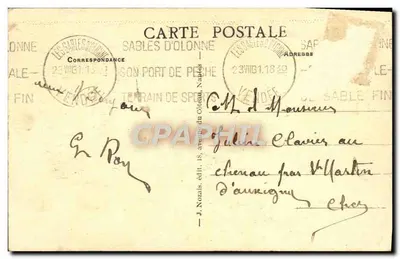 Mulher em traje sablais — Sables d'Olonne — J. Nozais, editor n°175 — Verso