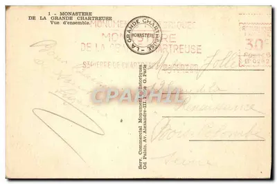 Monastério da Grande Chartreuse — Vista geral — Serv. Commercial Monument Historiques — Verso