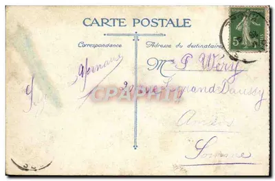 Stara pocztówka Lyon Portail katedry Fourvières — Rewers