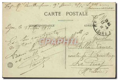 LYON — N.-D. de Fourvière i połączenie Rony i Saony — Widok z windy Wieży Fourvière — E. It. — Rewers