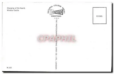 Zmiana straży policyjnej — Zamek w Windsorze — The Photographic Greeting Card Co. Ltd., Londyn, seria C13365 — Rewers