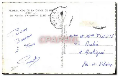 Col da Cruz de Ferro — As Agulhas de Argentière — Ed. «A Garça» — Verso