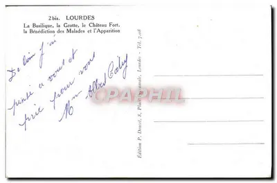 Lourdes — Lembrete de Lourdes — Edição P. Doucet, 7.68 — Verso