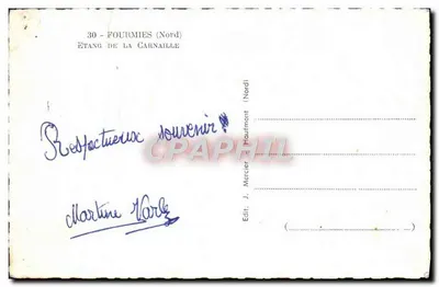 Bilhete postal moderno Fourmies Lagoa da Carnaille — Verso