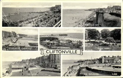 Cliftonville — vue panoramique des attractions et promenades — publiée par Valentine & Sons Ltd. n° K.3533