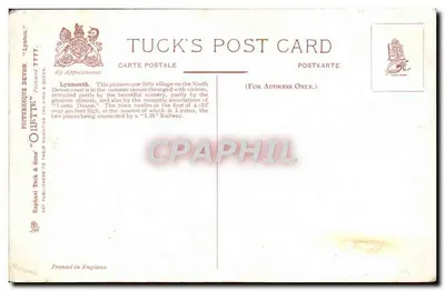 O Portinho, Lynmouth — Devon — Tuck & Son — Verso