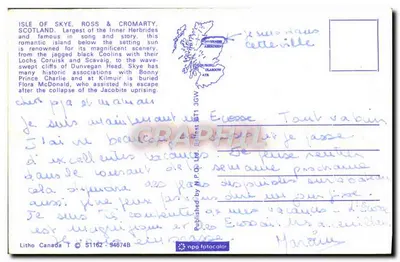 Paisagem costeira escocesa — músico das bainhas — editor N.P.O. Ltd. n° S1162-94674B — Verso