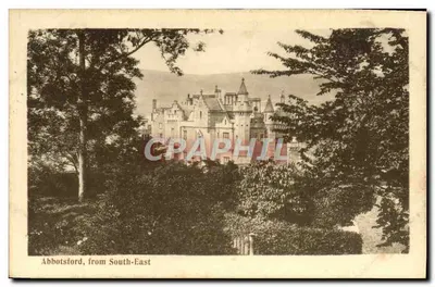 Abbotsford, visto do sudeste — vista do castelo escocês — editor G.W.W.