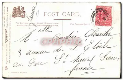 Bilhete postal antigo Douglas Head Man — Verso